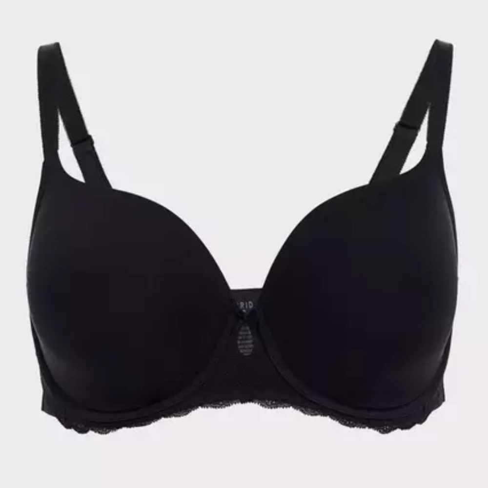 TORRID CURVE PERFECT T SHIRT PUSH UP BRA 46DD BLACK LACE INSET SMOOTH CUPS *NWT* - Picture 8 of 11